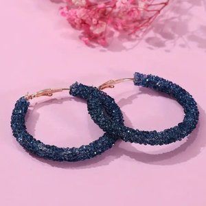 ⭐️NWT Navy Blue Sparkle Hoop Earrings